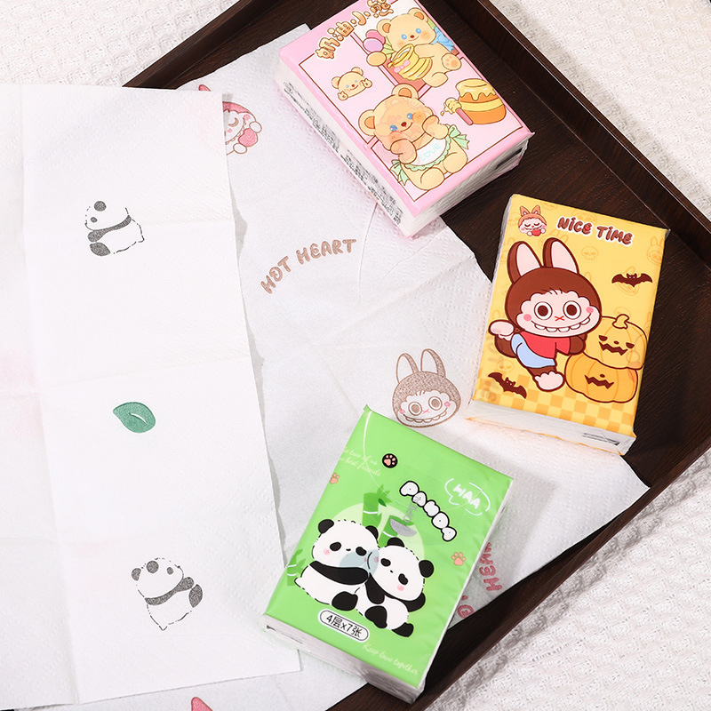 漫画ins風プリントハンカチ紙12包携帯型トイレットペーパーミニ携帯用ティッシュバッグナプキン|undefined