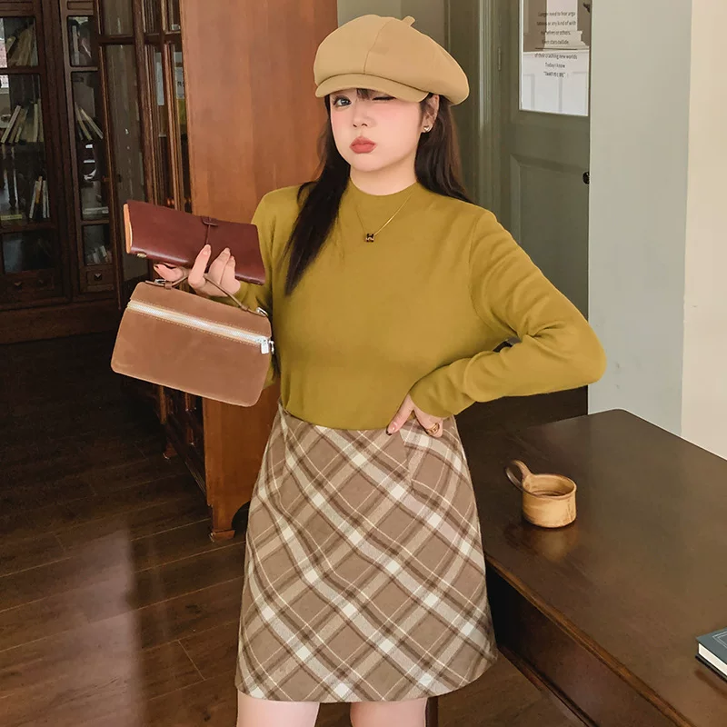 Long-sleeve, winter knitted sweater, plus size, high collar
