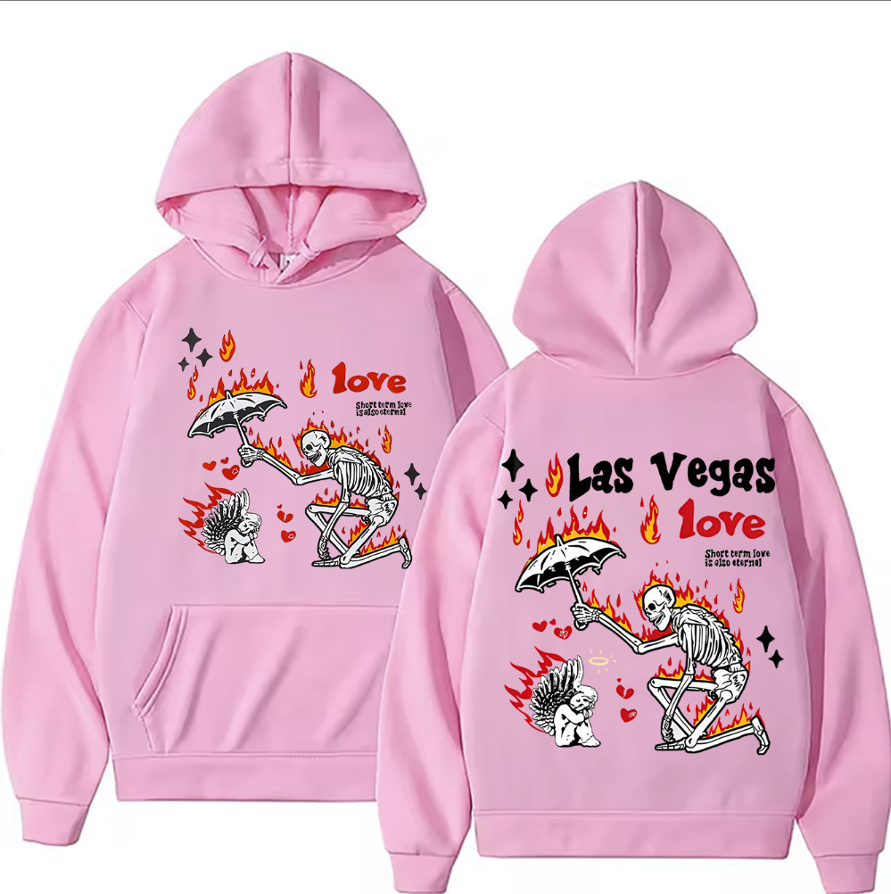 Men's Skull Pattern Printed Pure Cotton Warm Hoodie Set Hip