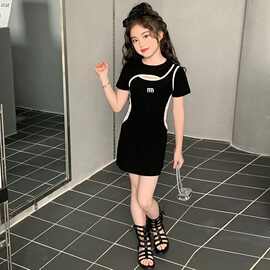女童夏季连衣裙2025新款儿童镂空直筒裙洋气时髦女孩夏装大童裙子