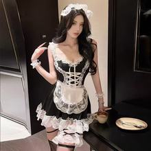 夜澜风情趣内衣女仆套装角色扮演网纱露背女佣性感制服诱惑A68