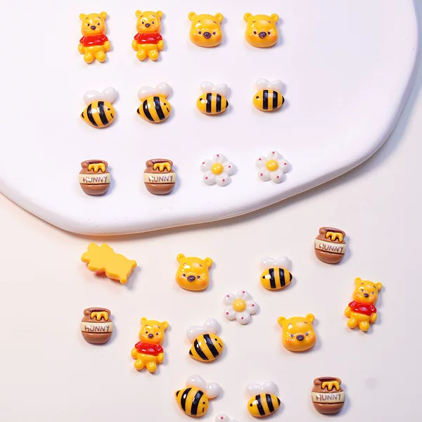 Winnie the Pooh Japanese Style Cartoon Nail Art Accessories Cute Bear Sunflower Nail Accessories Mobile Phone Case DIY Small Accessories
