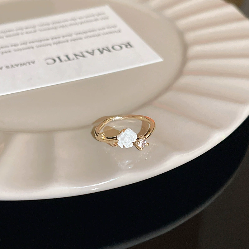 Ring adjustable, zircon micro-inlay, light-luxury simple elegant for index finger