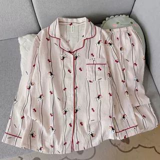 跨境日韩云朵棉睡衣女秋冬季舒适翻领家居服两件套装新款卡通可爱