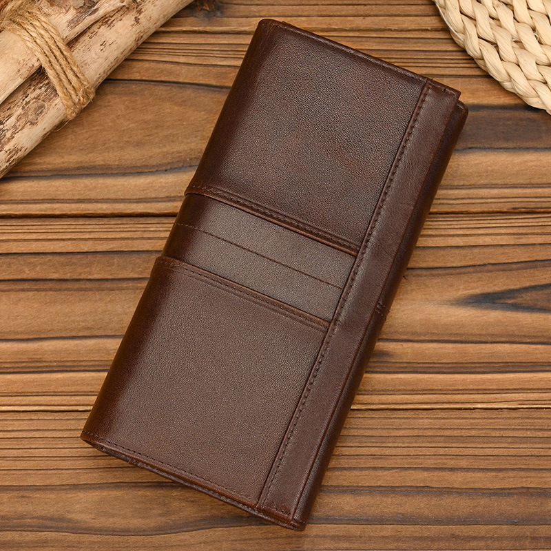 New Genuine Leather 80% off Long Wallet Unisex Cowhide Clutch Bag with Multiple Card Slots Fashionable Casual Wallet Phone Bag