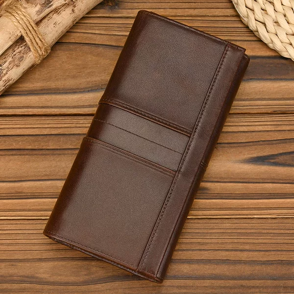 New Genuine Leather 80% off Long Wallet Unisex Cowhide Clutch Bag with Multiple Card Slots Fashionable Casual Wallet Phone Bag