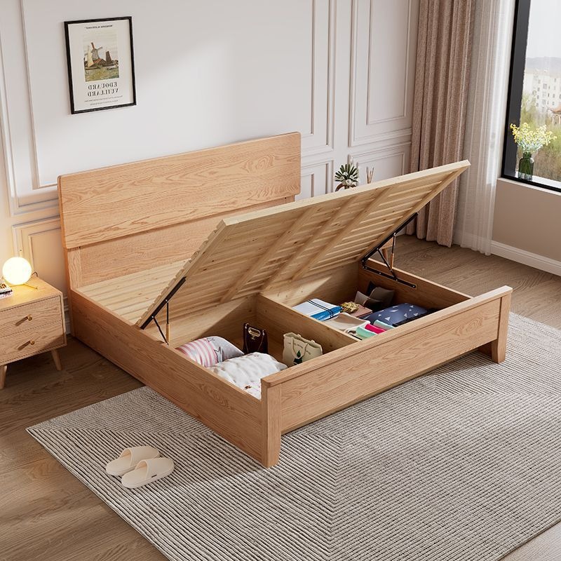 Cama de madera sólida de cera blanca de Fanyi 1.8m cama doble cama principal 1.2m 1.35m 1.5m simple cama de almacenamiento