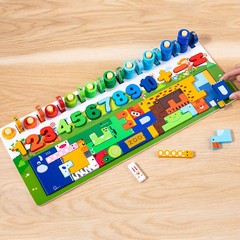 Children's early education enlightenment number shape matching puzzle board with beads kindergarten wooden cognitive logarithm board puzzle board