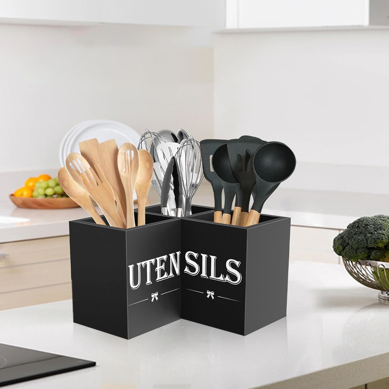 木质厨房角落餐具收纳盒实木筷子盒家用台面勺子筷子分类整理盒