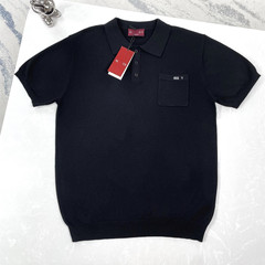 オリジナルレーベルGUホームポケットレター先染め装飾イタリアンニットポロシャツ半袖Tシャツ男女兼用の正しいバージョン