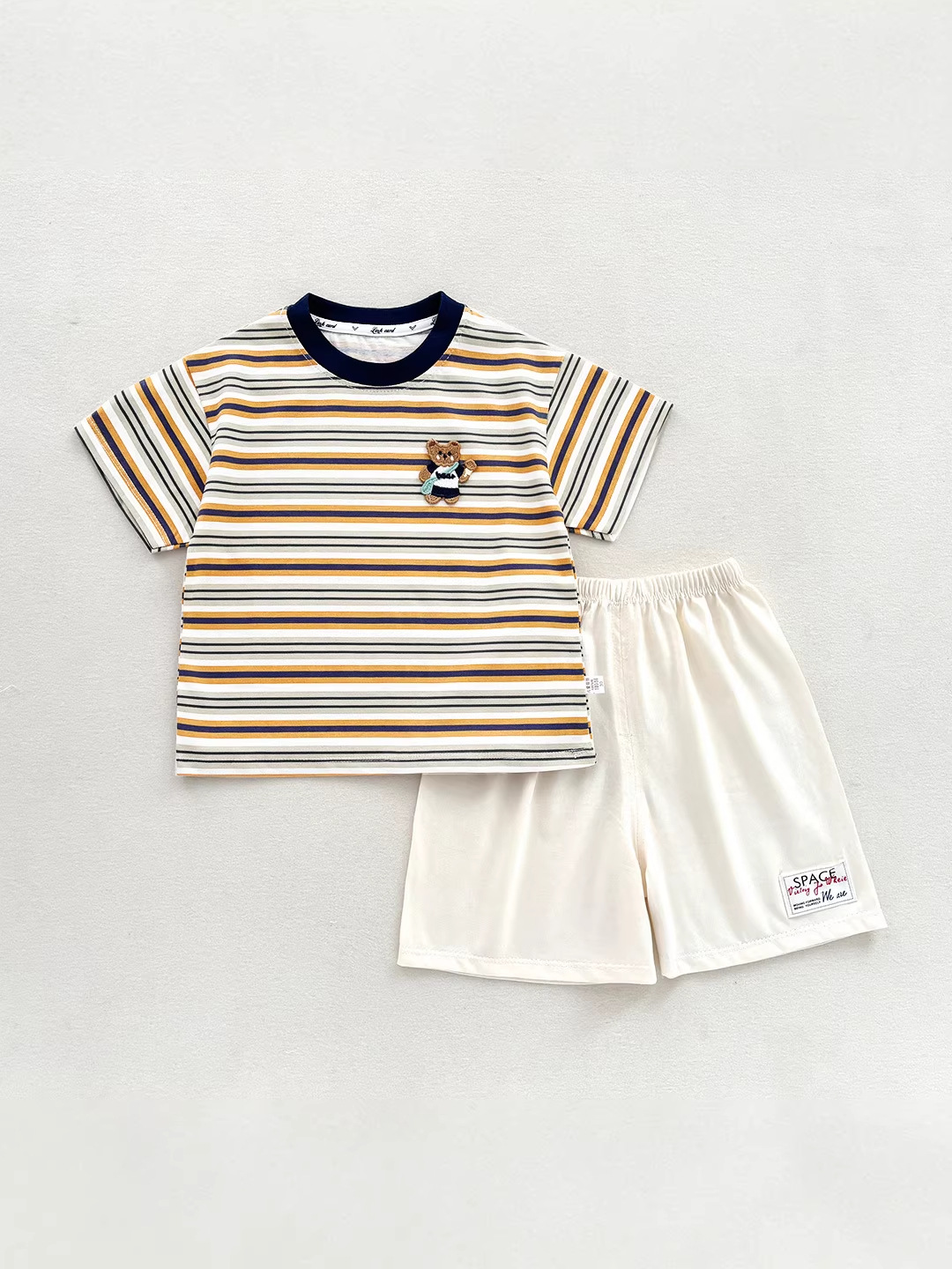 Nuevas camisetas de muñecas para niños manga corta de dibujos animados de algodón para niños y niñas de verano dos piezas para niños antibacterianos de clase A