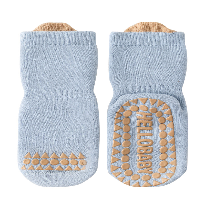 Calcetines de bebé para el suelo, invierno 2024, nuevo estilo, borde suelto sin costuras, antideslizantes para interiores, calcetines de media pantorrilla para niños y niñas pequeños