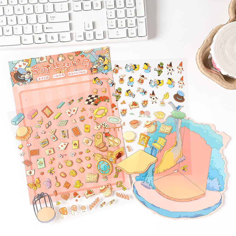 Pegatinas de paisajismo tridimensional en 3D de Yuezhen Material de decoración de cuentas de cuento de hadas Paisaje de cuento de hadas Pegatinas de bricolaje