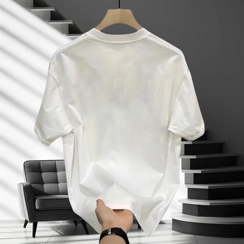 Heavyweight pure cotton short-sleeve T-shirt casual fashion men's and women's summer Instagram white match crew neck top trendy versatile men's half-sleeve