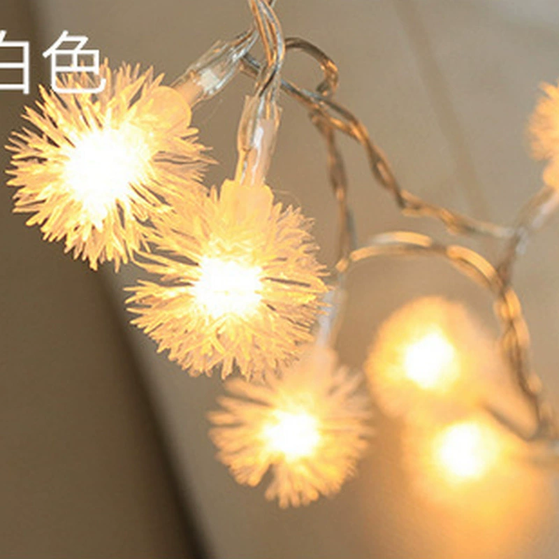 LED-пуховка шаровые гирлянды, декоративные PVC пом‑пом лампочки, варианты питания батарей/USB/AC, для indoors