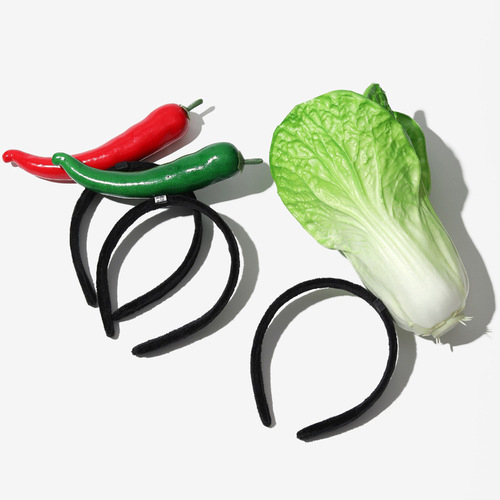 Creative cute personality funny three-dimensional vegetable headband radish pepper eggplant green vegetable headband women's hair accessories hairpin