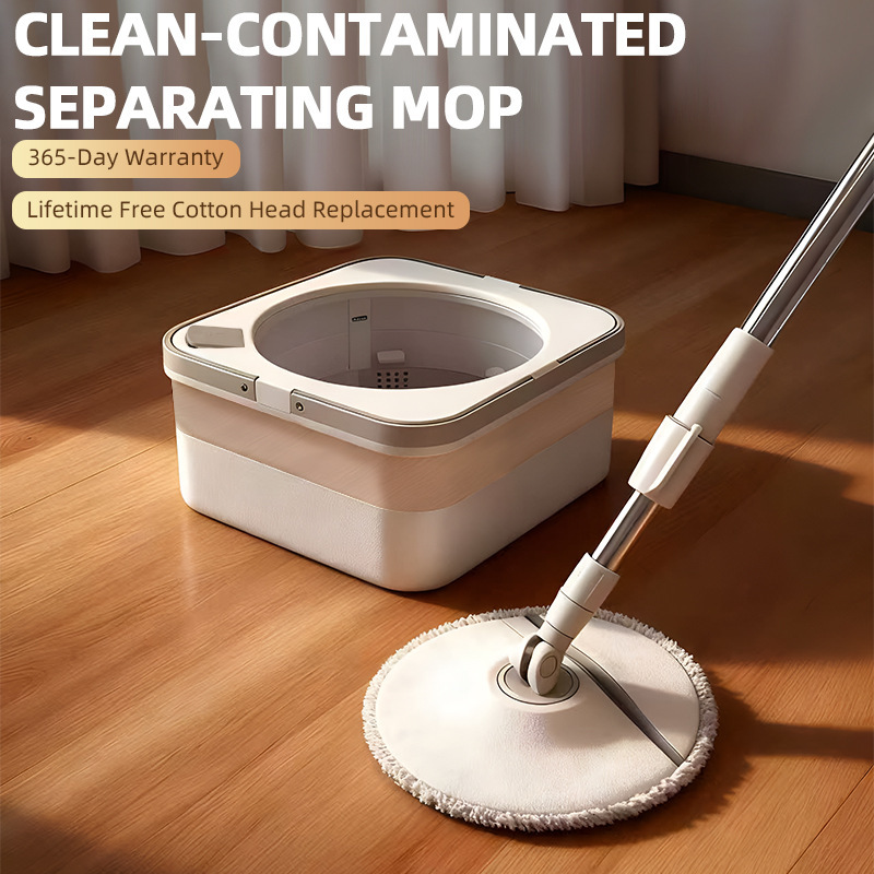 Cross-Border Rotating Mop, Dirt Separation, Hand-Free Washing, Removable and Washable, Water-Saving Rotating Stainless Steel Mop Rod