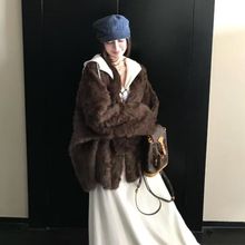 冬季2025新款毛绒皮草水貂皮毛外套一体长款慵懒毛毛大衣氨纶