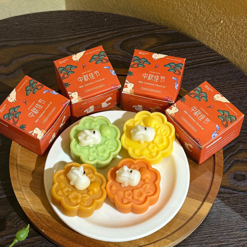 中秋礼物月饼兔子香氛蠟燭创意装饰摆件手工伴手礼香薰蜡烛|undefined