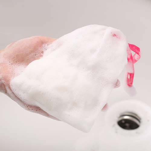 Double-layer small white rope bubbler, handmade soap frother, foaming net, foaming net, soap net bag, facial cleanser net