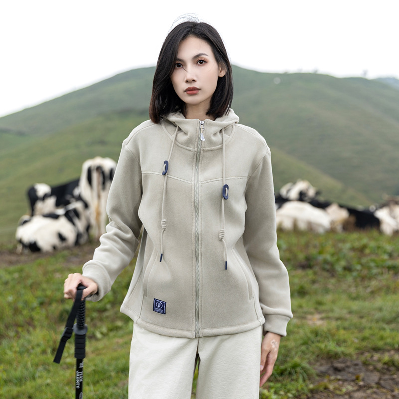 Gran marca australiana chaqueta de terciopelo hombre y mujer al aire libre infrarrojo lejano calentamiento calentamiento de terciopelo agitado grueso con capuchón chaqueta de terciopelo image 7