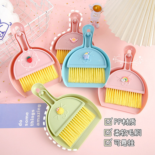 Cute home desktop mini broom keyboard cleaning brush small broom set with dustpan computer debris brush