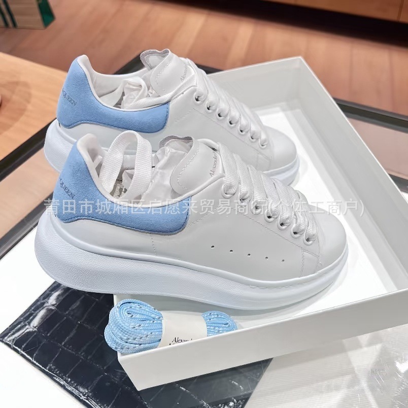 Putian Pure Original Top-Layer Mcqueen White Sneakers Couple Style Men's and Women's Height-Increasing Low-Top Thick-Soled Trendy Casual Sneakers Breathable