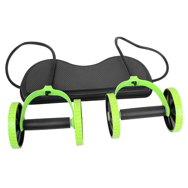Multifunctional abdominal fitness wheel double-wheel tension device abdominal muscle wheel abdominal fitness device pull rope automatic rebound