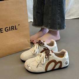 原创丑萌软底板鞋女款2025新款爆款百搭德训鞋休闲运动面包鞋子女