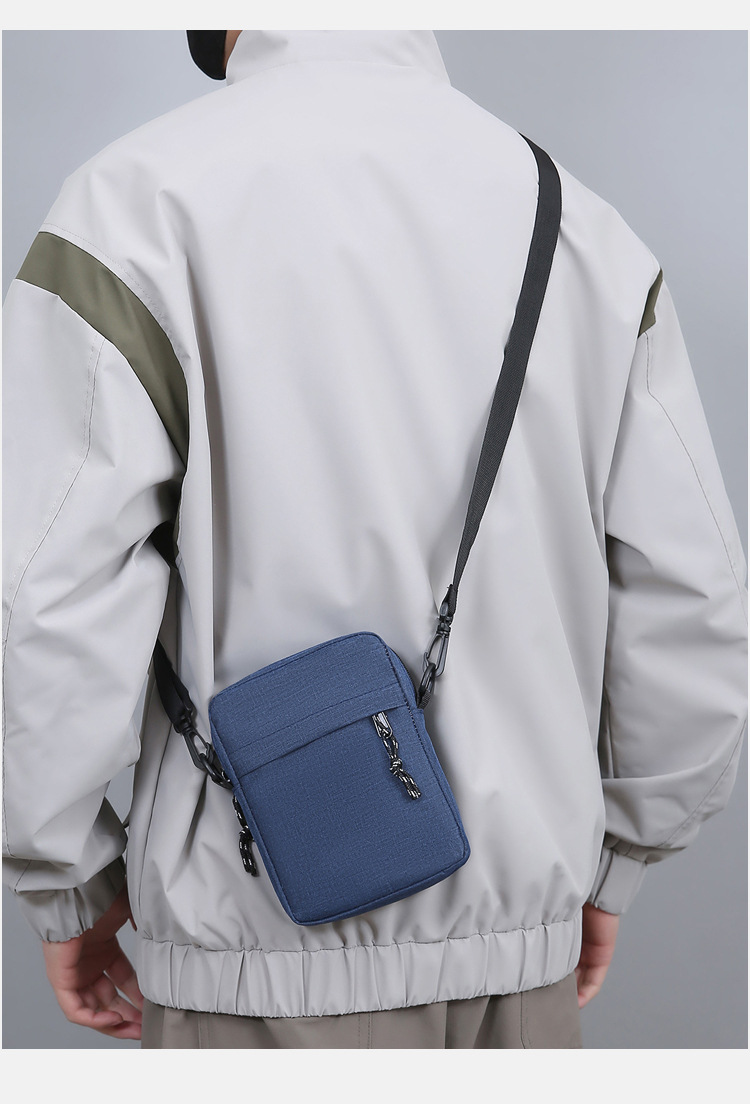 Men's Gender Men's Solid Color Oxford Cloth Zipper Crossbody Bag