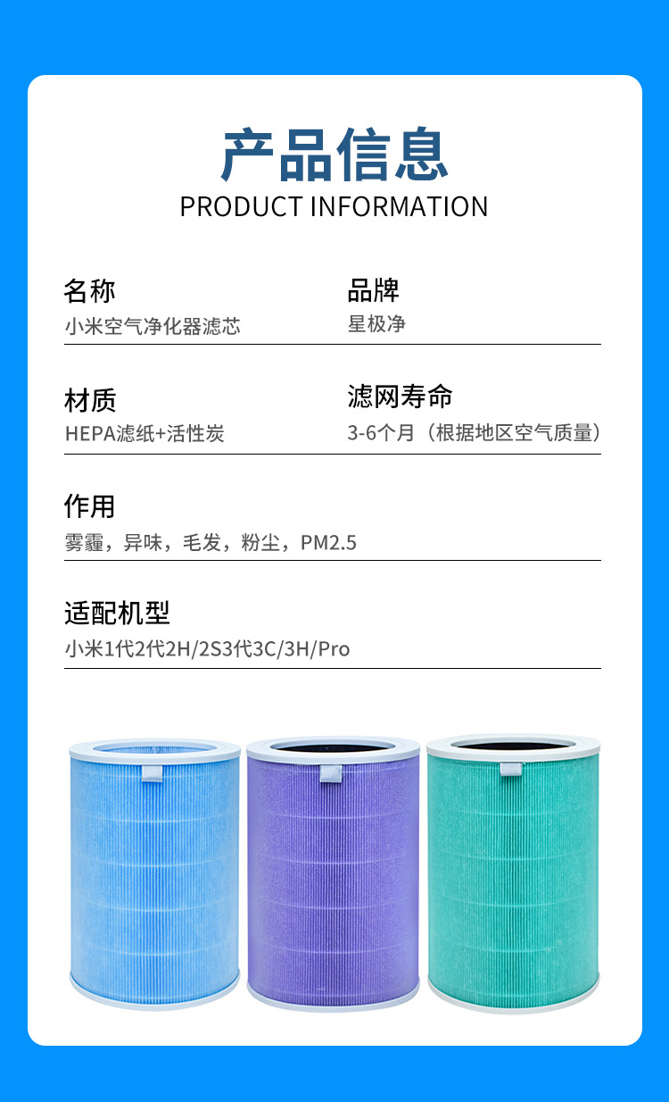 Xiaomi Luftreiniger-Filterelement für 123. Generation 2S 2H 3H 3M Pro Filter - Grenzüberschreitende Lieferung