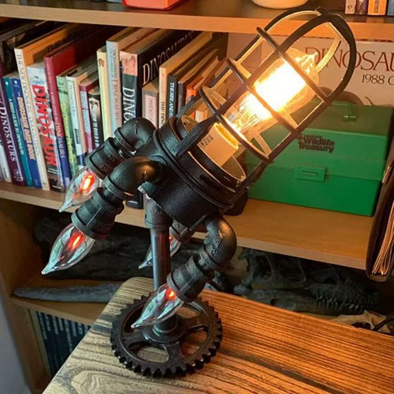Cross-Border Steampunk Rocket Lamp Party Decorations Indoor Scene Layout Creative Lamp Flame Night Light Decorative Lamp