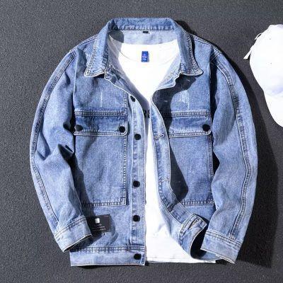 European and American Street Japanese Retro 2022 Fashion Brand Spring Denim Jacket Men's Spring Loose Casual Jacket Top