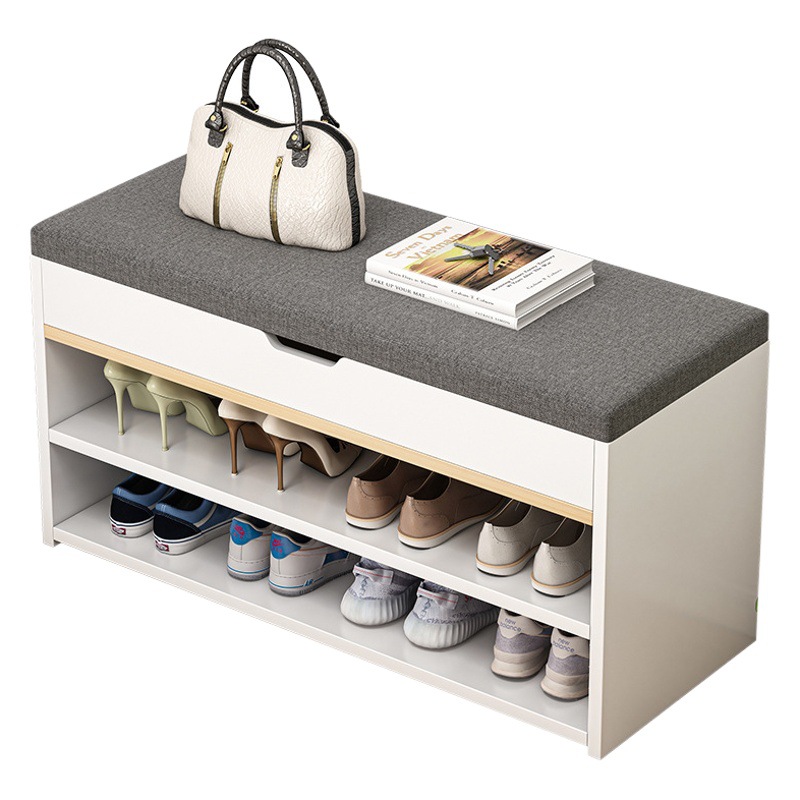 Banco de entrada con zapatero, banco de almacenamiento multifuncional para cambiar zapatos en la entrada.