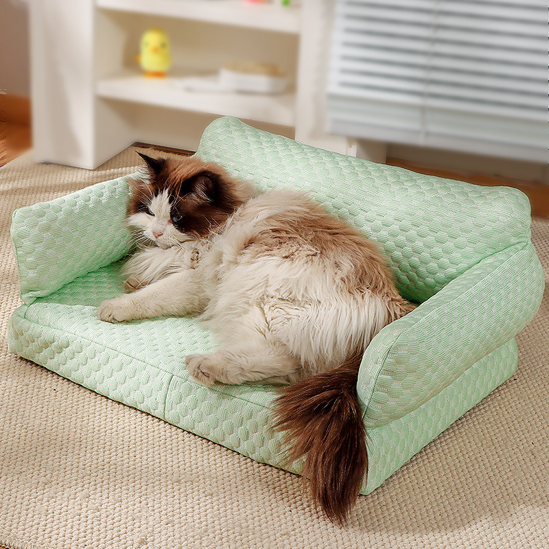 Sofá al por mayor, nido para gatos, cama para gatos, cama para perros, perrera de otoño e invierno, cama para perros, seda de hielo, almohadilla para gatos extraíble y lavable