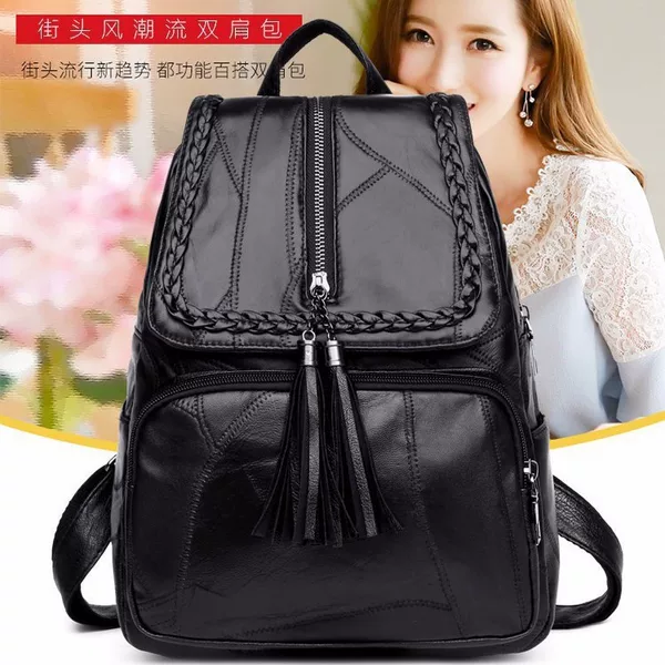 Factory Backpack Women's Backpack New Soft Leather Tassel Pendant Mummy Large Capacity Student Schoolbag Outdoor Travel Bag