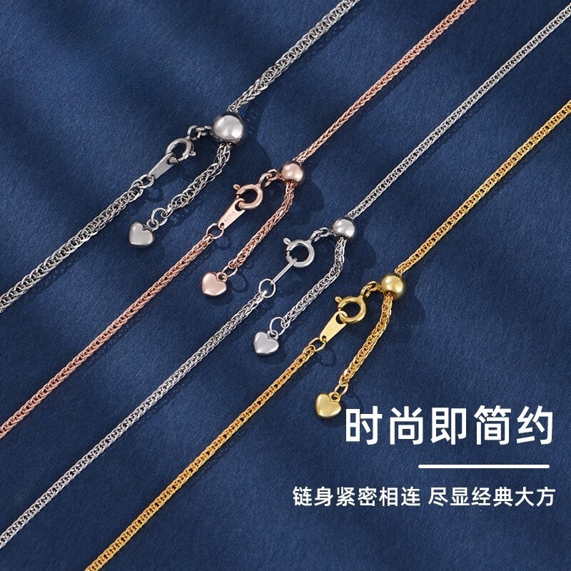 Adjustable 1.3mm Chopard Chain 925 Silver Necklace for Women, Versatile Chain, Gold and Rose Gold Sweater Chain, Colorful Silver, Thick