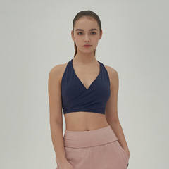 lulu yoga wear sports vest summer cross-strap breathable nude comfortable fabric sexy strap chest pad cross-border