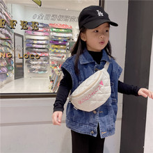 INS韩版儿童包 潮流时尚男女童斜挎小腰包网红帆布字母菱格小胸包