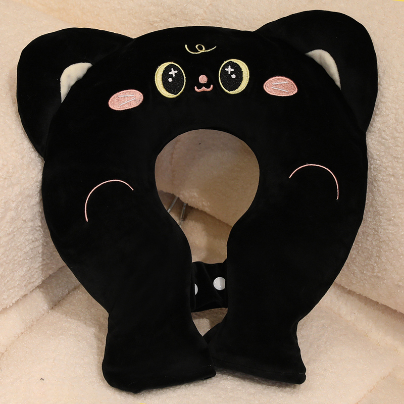 Bolsa de agua caliente de almohada en forma de U de dibujos animados a prueba de explosiones calentamiento compresas calientes protectoras de cuello desmontables y lavables bolsas de agua caliente de inyección de flujo de peluche otoño invierno image 11