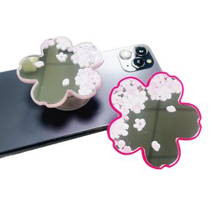 Flower mirror shaped airbag bracket acrylic mirror cherry powder transparent airbag mobile phone bracket