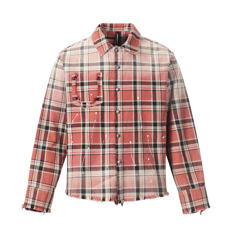Blackenergy American-Style Trendy Brand Washed Gradient Plaid Paint-Stained Long-Sleeve Shirt for Men and Women Ins Trendy Shirt Blackenergy American-Style Trendy Brand Washed Gradient Plaid Paint-Stained Long-Sleeve Shirt for Men and Women Ins Trendy Shirt