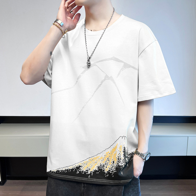 Camiseta de manga corta para hombres de verano nueva camiseta de algodón transpirable de cuello redondo tendencia de moda en la ropa de media manga