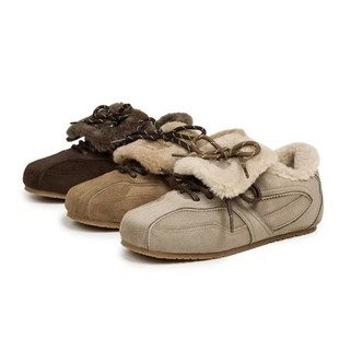 Factory direct winter fleece-lined training shoes new thick-soled comfortable warm color matching fashion casual shoes large cotton shoes