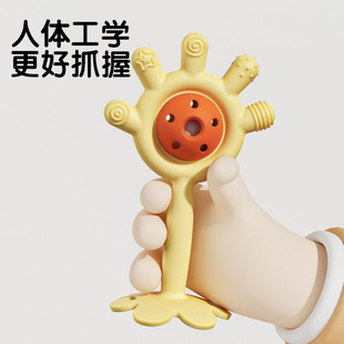 Cross-Border Silicone Palm Rattle Teether Baby Soothing Oral Chewing Gum Baby Teething Stick Chewing Fun
