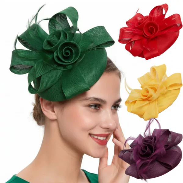 Imitation Linen Small Top Hat Headpiece, European and American Bride's Retro Court Style, Photo Studio Photography Linen Hair Accessory