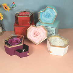 創意棱形七夕情人節玫瑰花首飾盒香皂花禮盒項鍊抽屜飾品盒