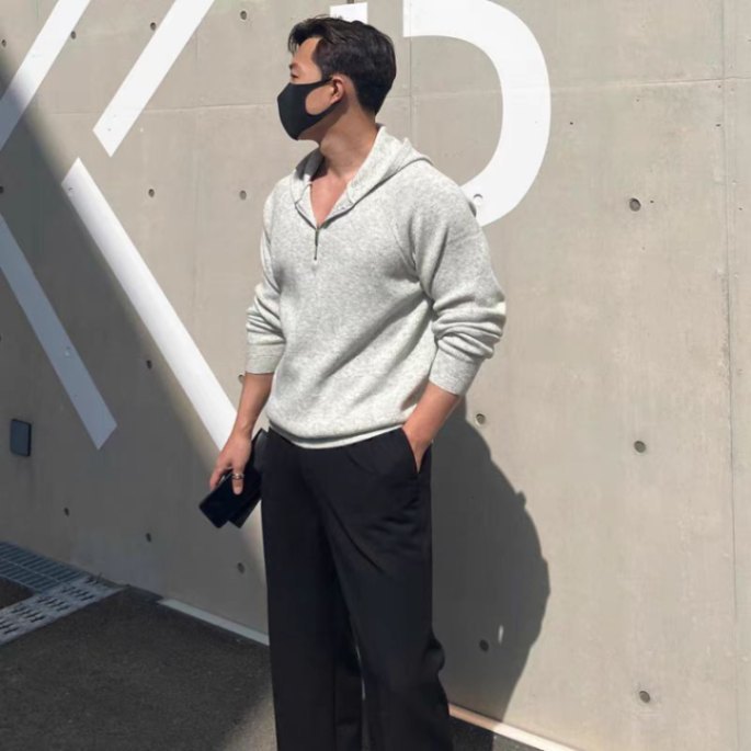 Herren Kapuzenpullover Mit Reißverschluss Oversize Strickware_voghion.com