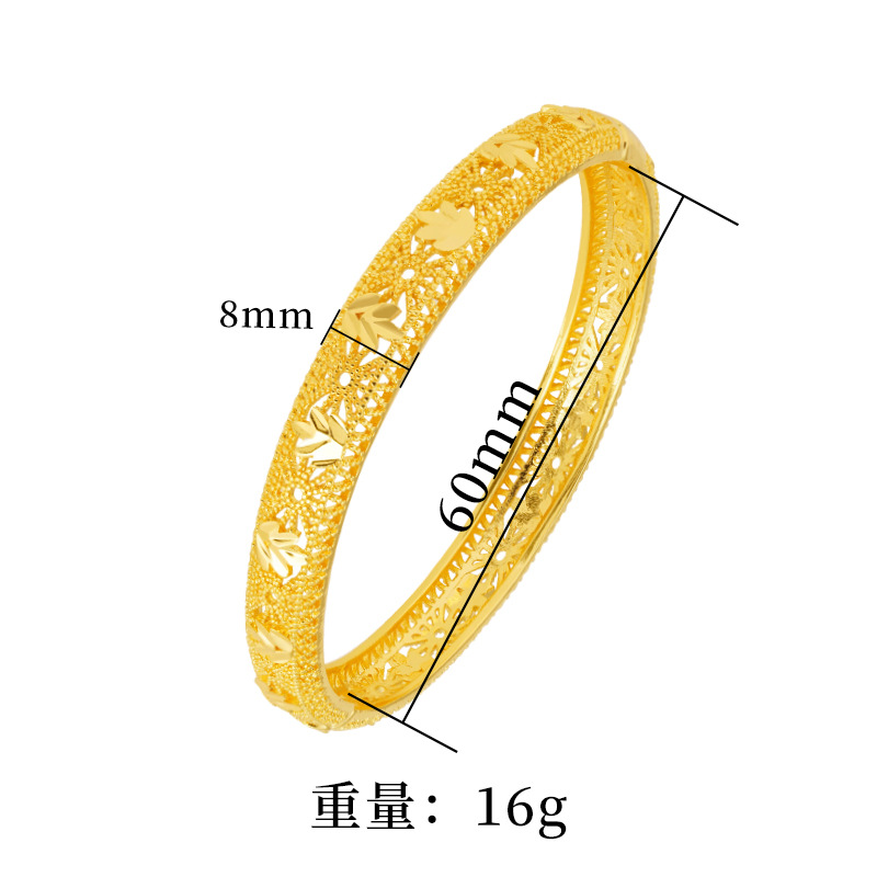 Oro hueco-hacia fuera pulsera de seda estilo Palacio aleación chapado en oro hebilla pulsera mujer boda retro tallado durante mucho tiempo no se desvanece