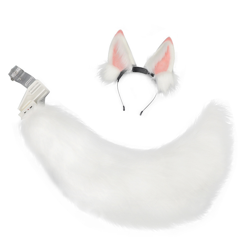 ぬいぐるみ狐耳飾り充電可能なカチューシャcos白狐可動頭飾り電動狐耳カチューシャ髪飾り|undefined